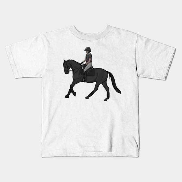 Black Dressage Canter Kids T-Shirt by themarementality